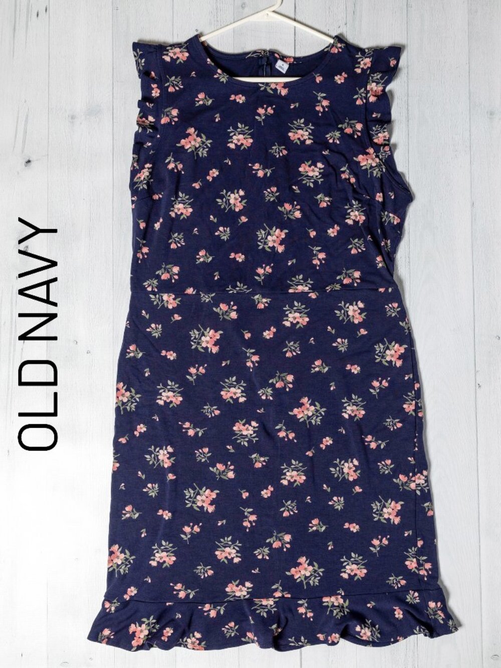 Old Navy - Navy Floral Sleeveless Ruffle Dress - XL